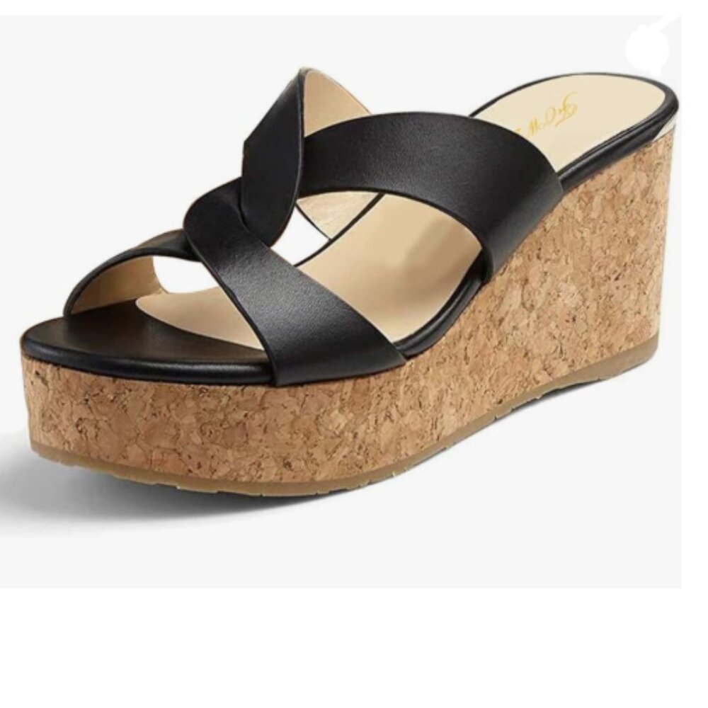 Elegant Black Wedge Sandals